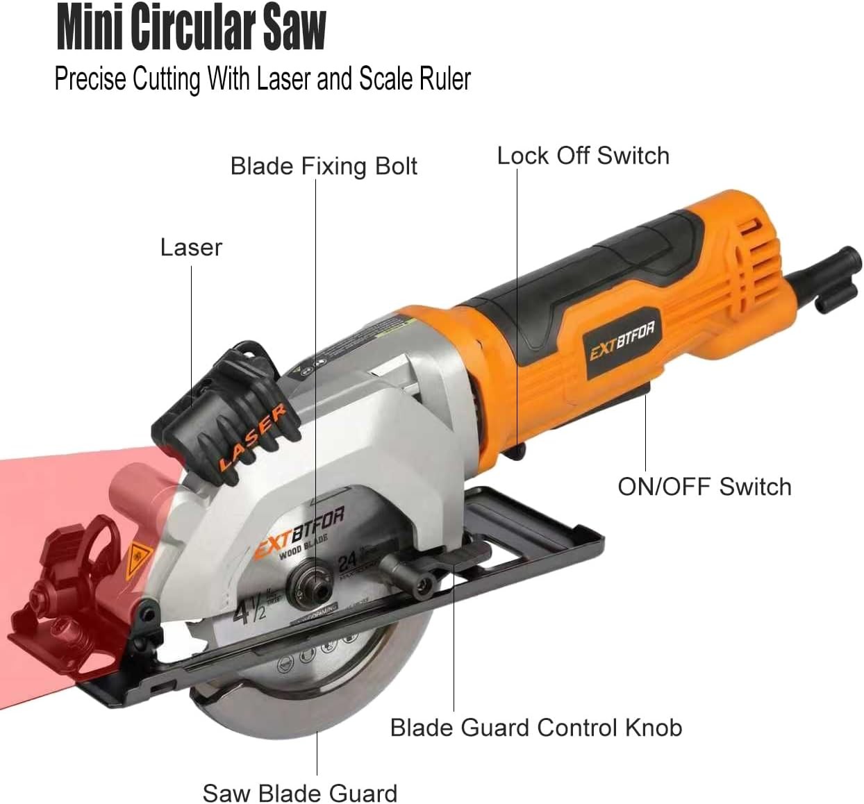 Power Circular Saw,4.8A Mini Circular Saw with Laser Guide,4000RPM Corded Saw Eq