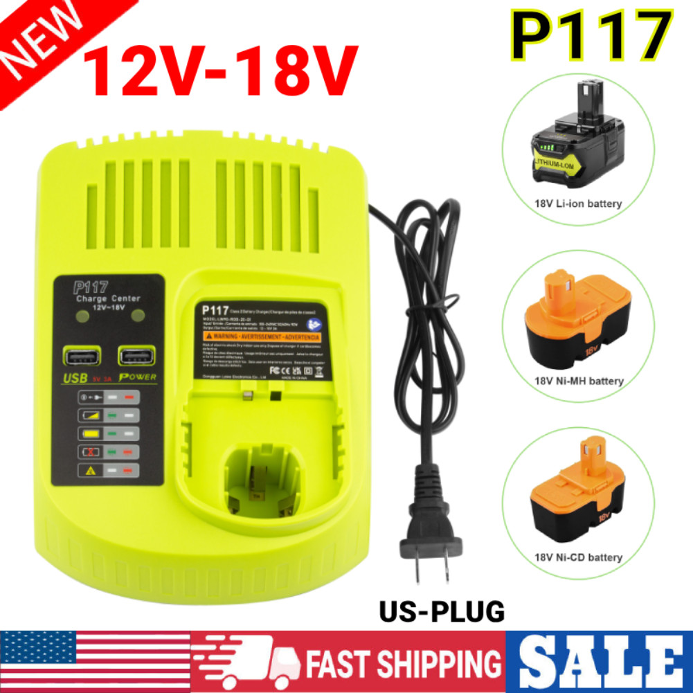 P117 Fast Charger For RYOBI For One+ Plus P108 18V High Capacity Lithium Battery