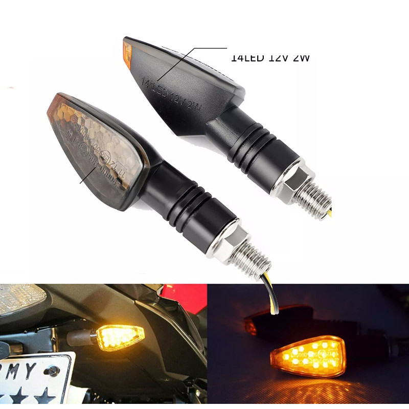 2pcs Universal Mini LED Motorcycle Turn Signal Blinker Lights Amber Indicator