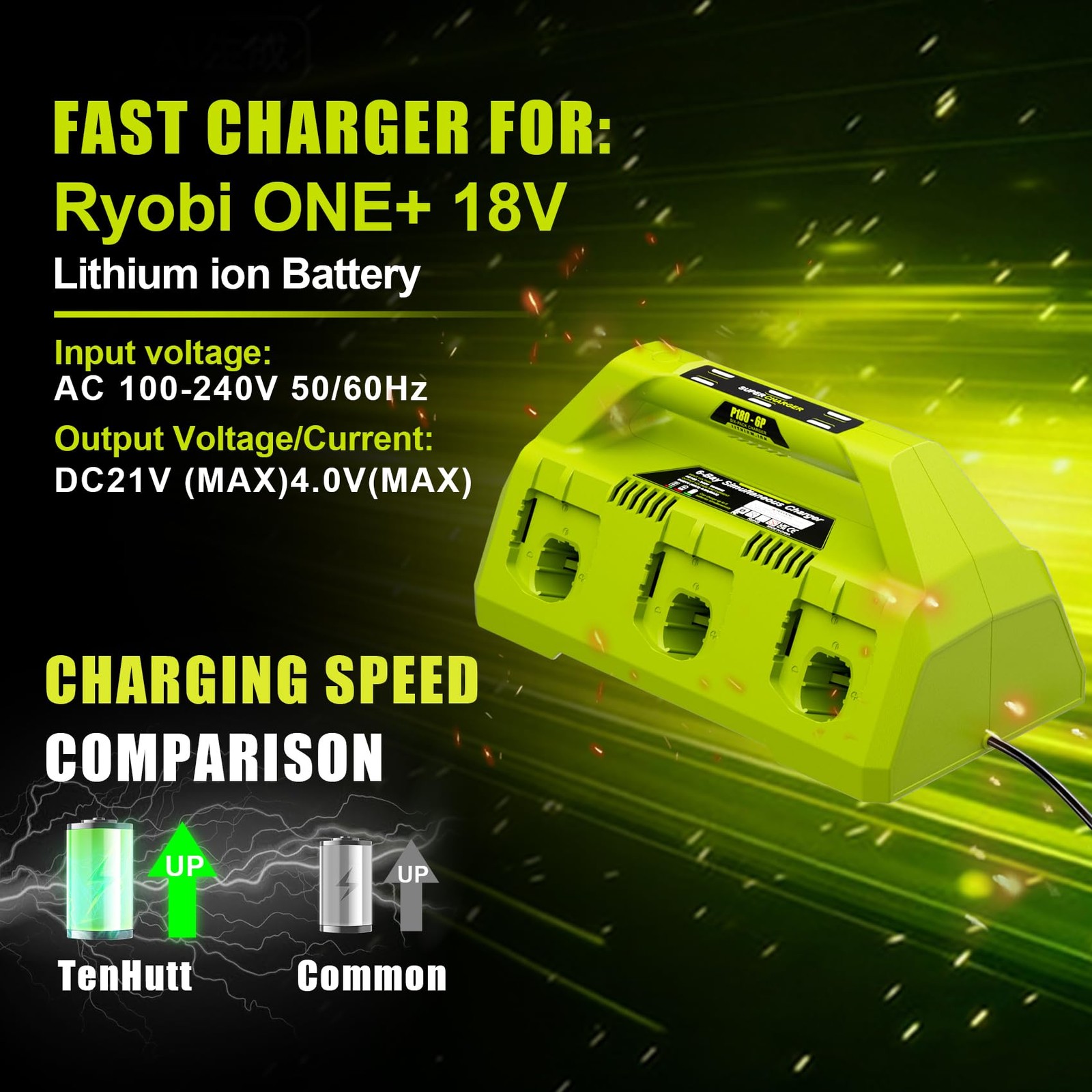 【Simultaneously Charging】 P135/PCG006 Rapid 6-Port Replacement for Ryobi 18V …