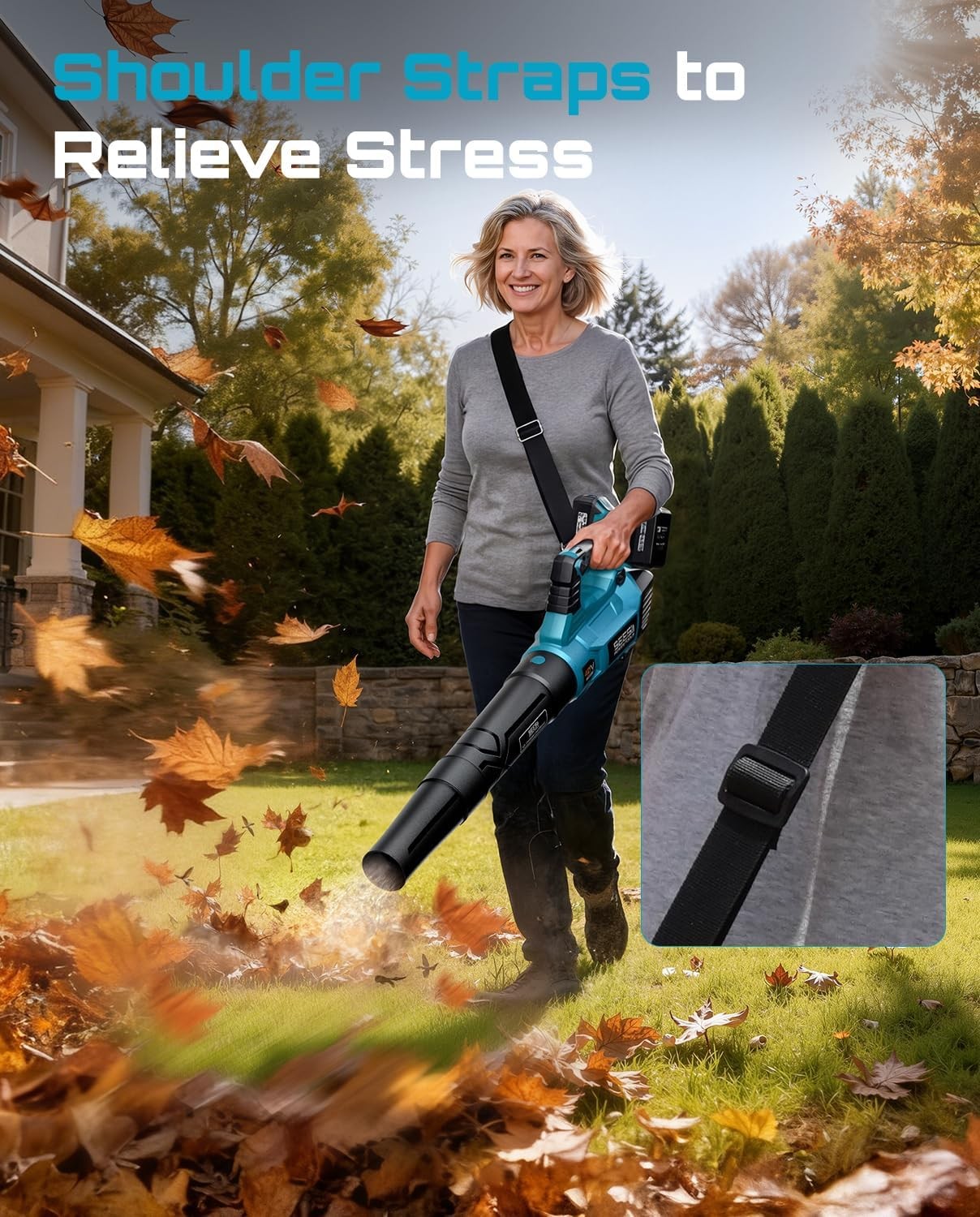 SEESII 650CFM Leaf Blower with 2 x 5.2Ah Batteries, 40V Brushless Motor | 3 Spee