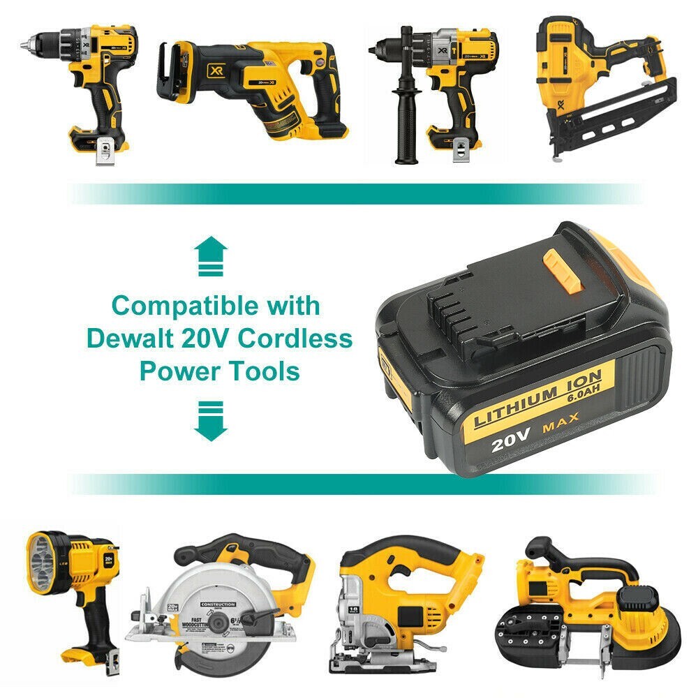 2X Replacement For DeWalt DCB206-2 20 Volt 6Amp Battery DCB105 Charger DCB206-2