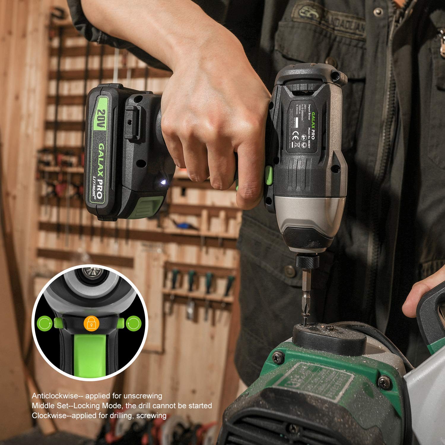 Cordless Drill Driver/Impact Driver with 1pcs 1.3Ah Lithium-Ion Batteries, Ch…