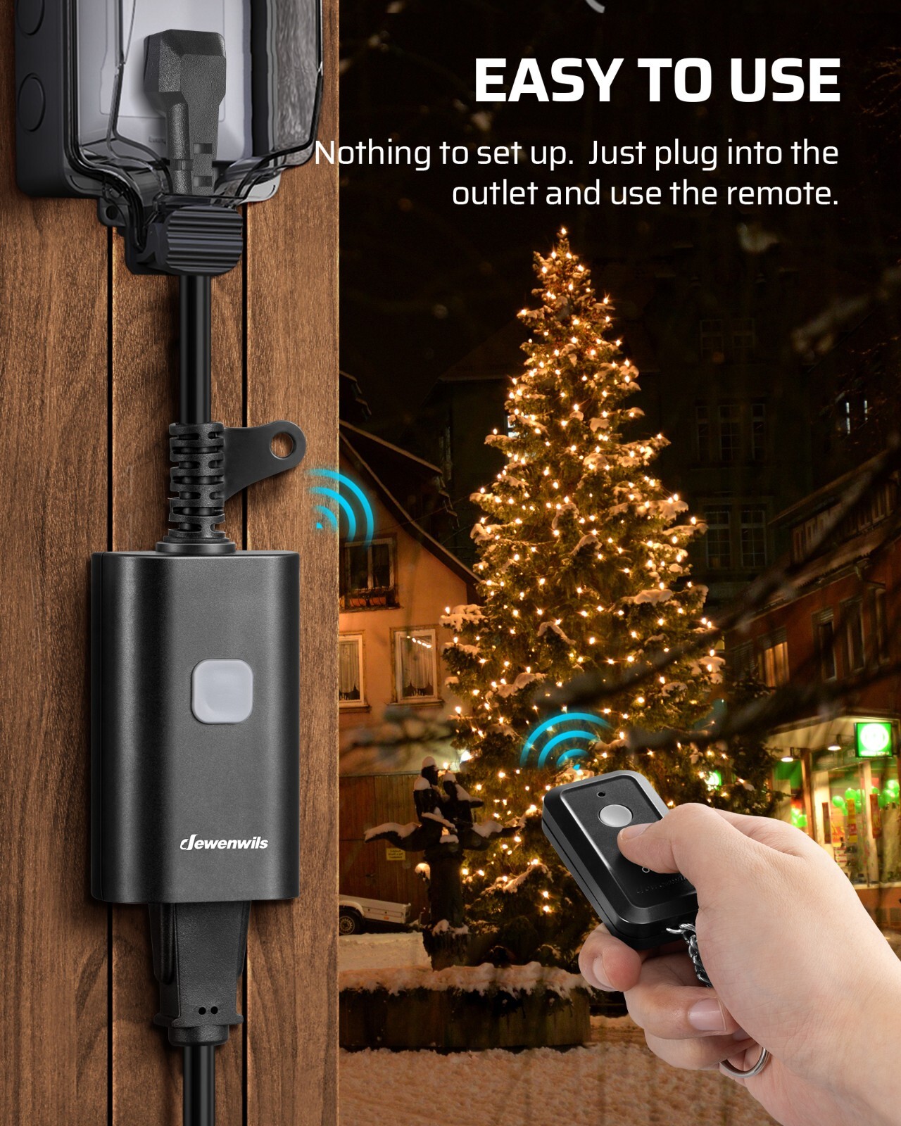 DEWENWILS Outdoor Remote Control Outlet, 15A Wireless Remote Control Switch,