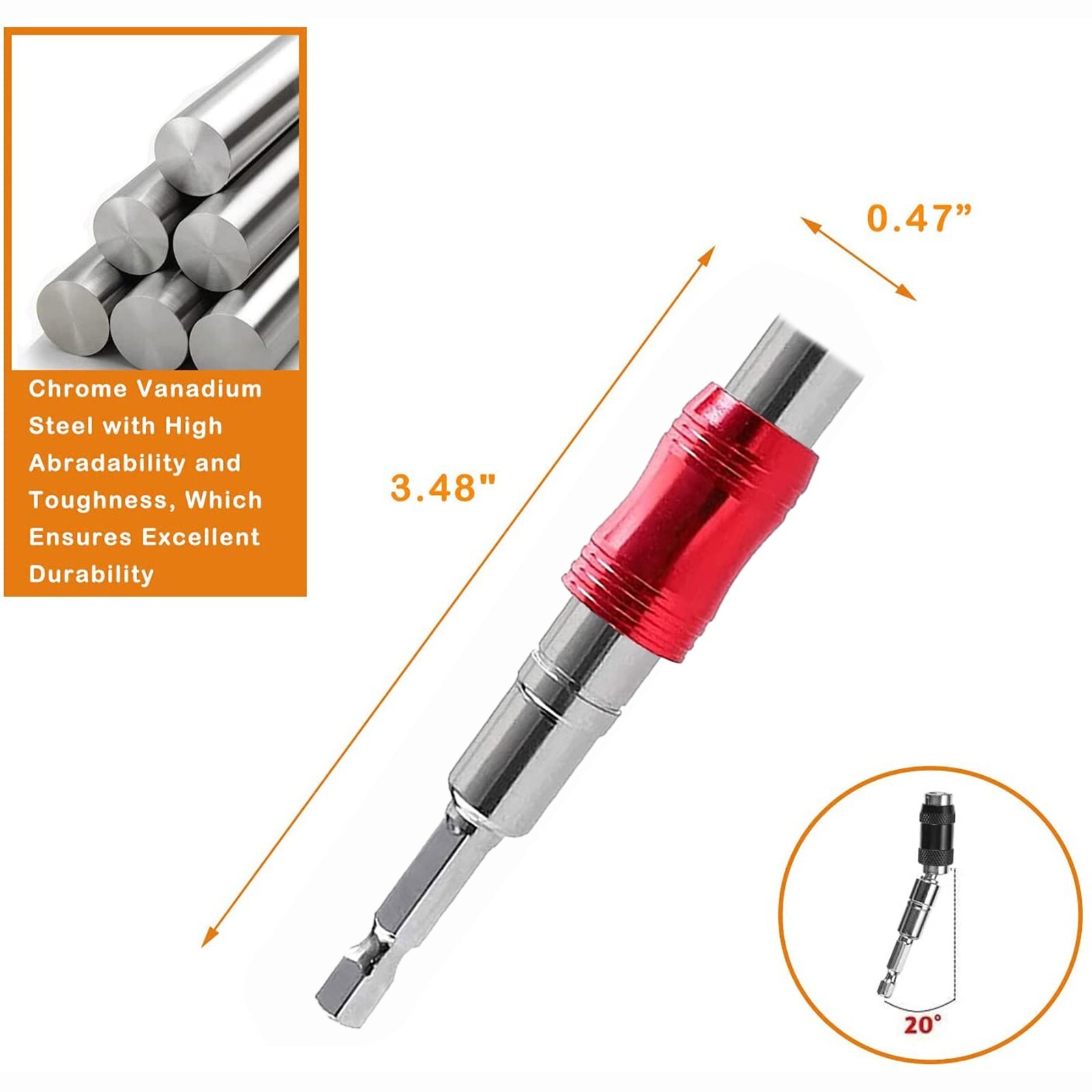 1/4″ Magnetic Drill Screw Drill Bit Holder Angle Pivoting Bit Tip Quick Change