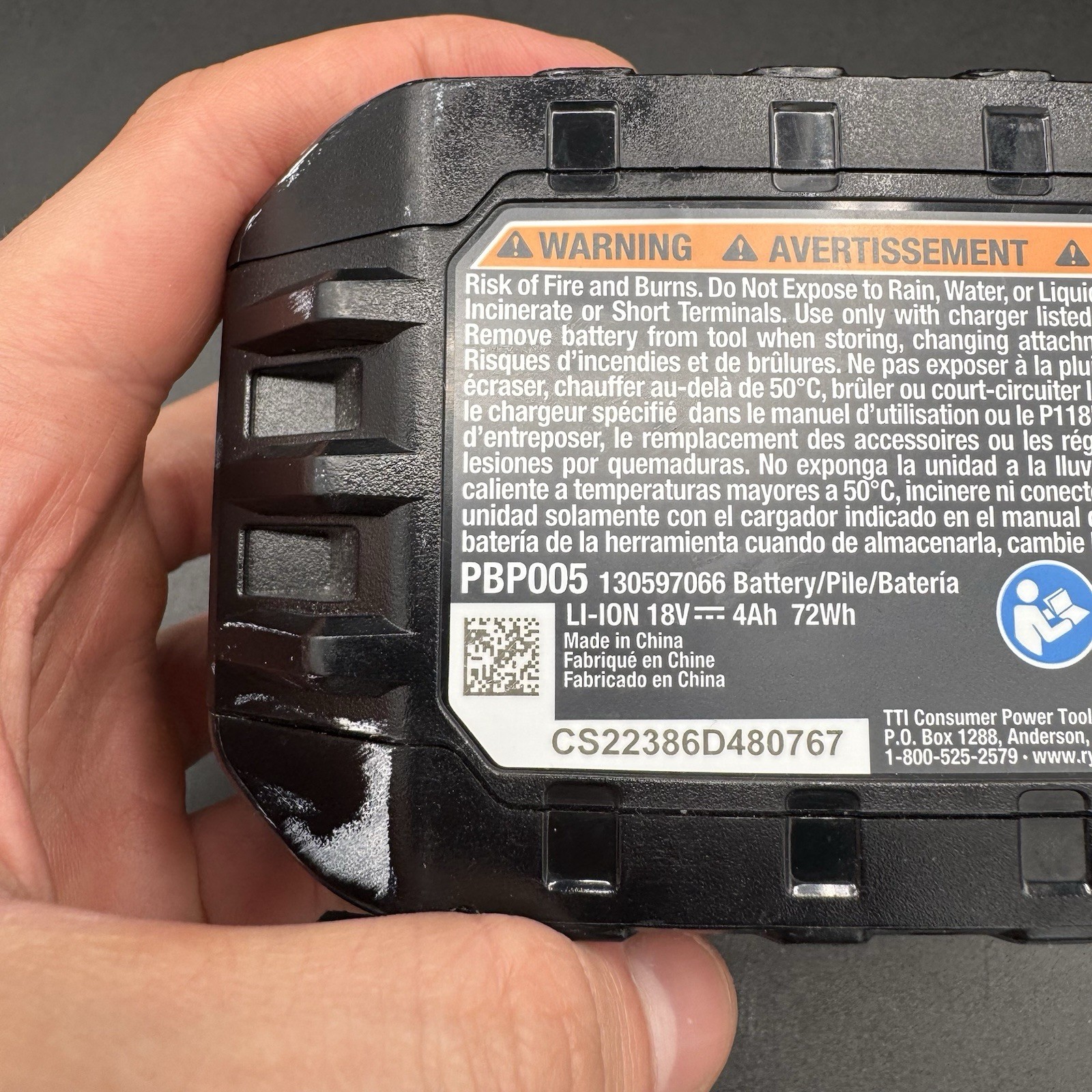 RYOBI ONE+ 18V 4.0 Ah Lithium-Ion Battery PBP005 and 18V Charger PCG002