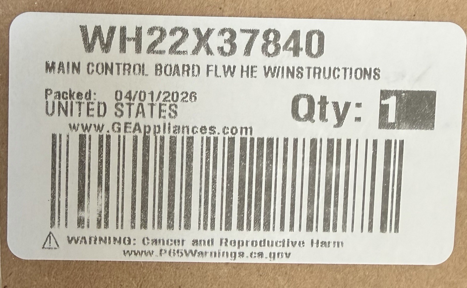 WH22X37840 GE Washer Main Control Board Genuine OEM New Fast Free Shipping
