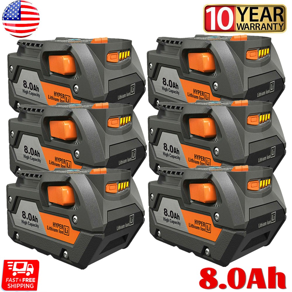 PACK For Ridgid R840087 8.0Ah Lithium Battery Rigid 18 Volt R840085 Power Tools