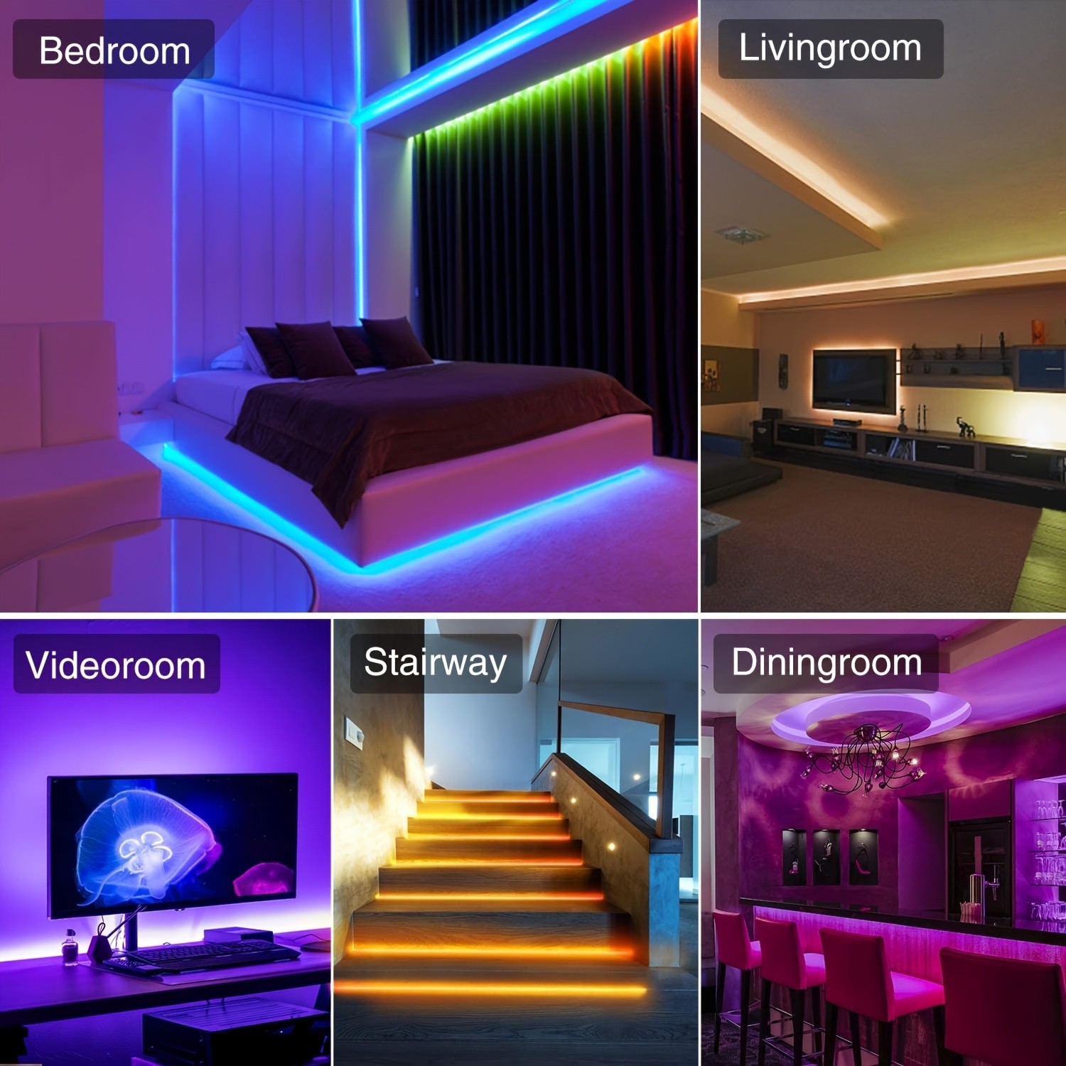 100Ft LED Strip Lights, Smart Light with App Remote Control, RGB LED Lights for