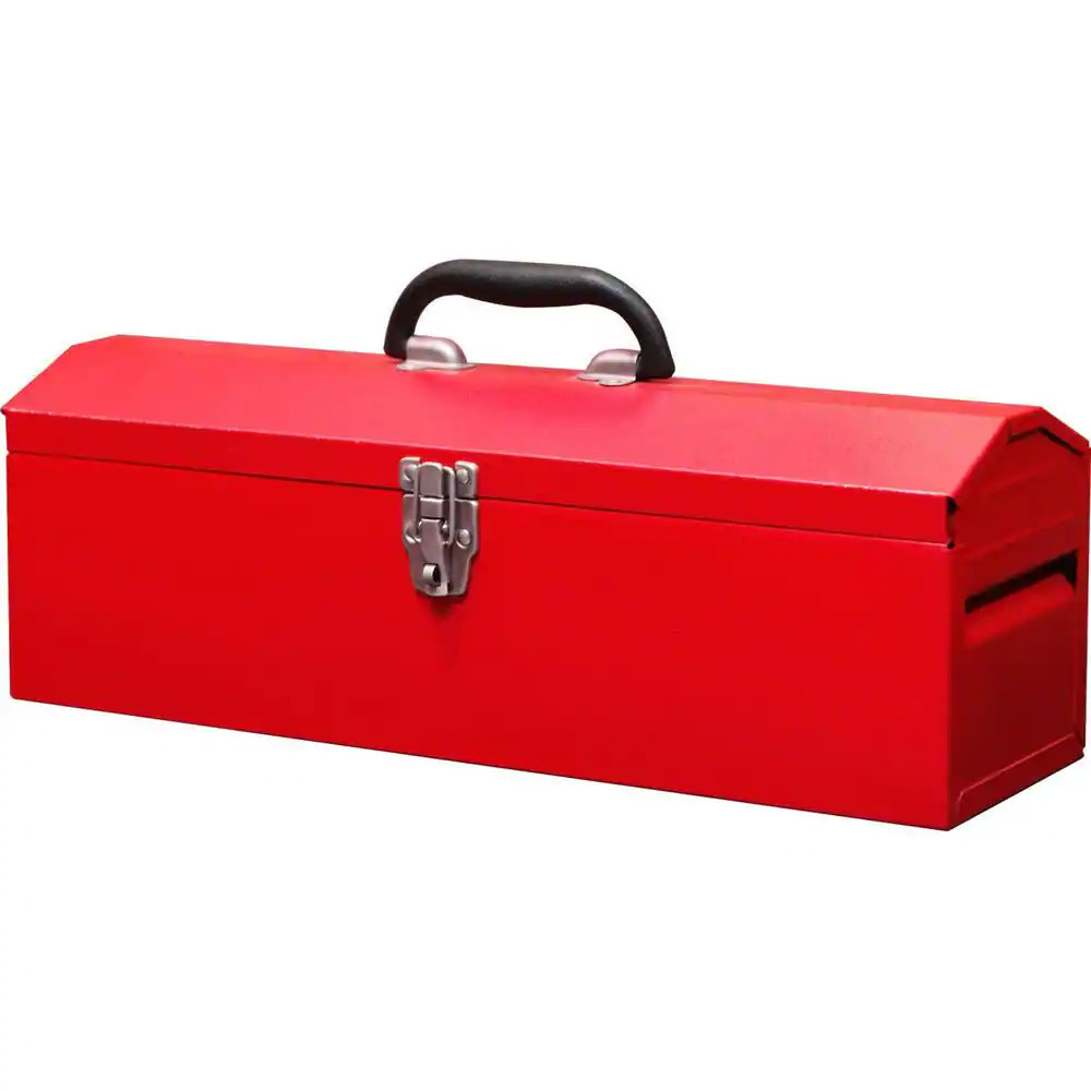 19.1 In. L X 6.1 In. W X 6.5 In. H, Hip Roof Style Portable Steel Tool Box with