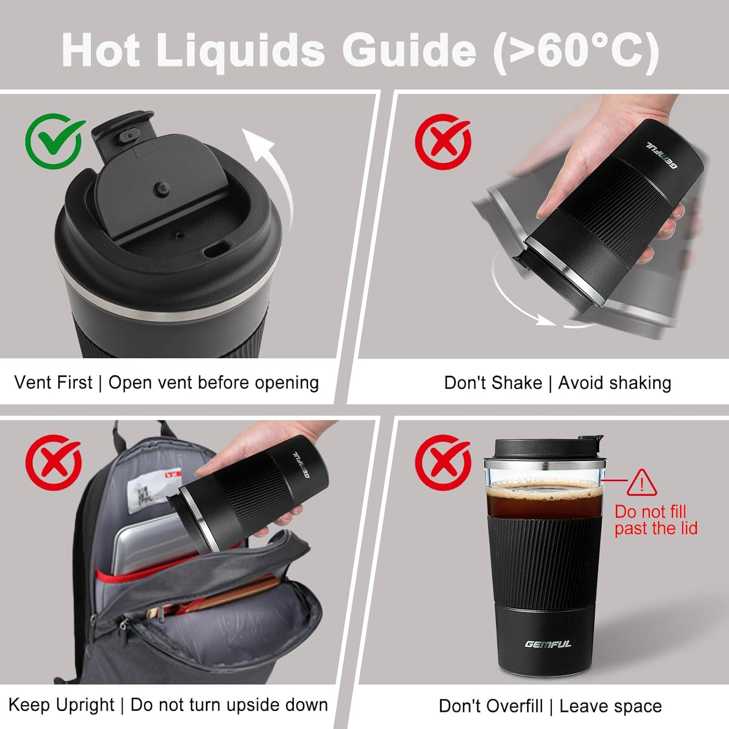 17oz Travel Coffee Mug To Go with Lid Stainless Steel Insulated Cups Reusable Tu