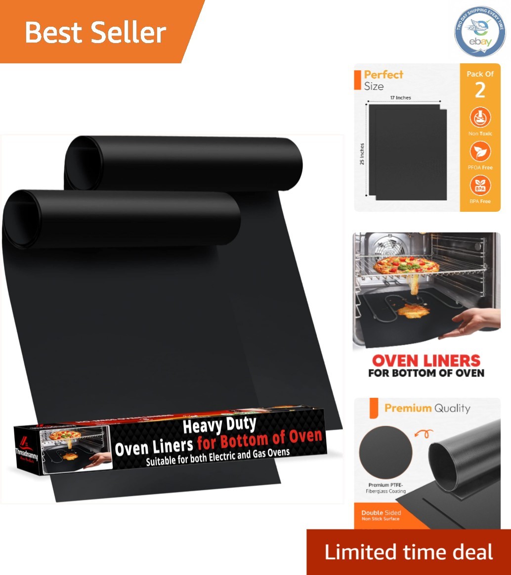 Heavy Duty 17” x 25” Non-Stick Oven Liners – Easy Clean, Reusable & Durable