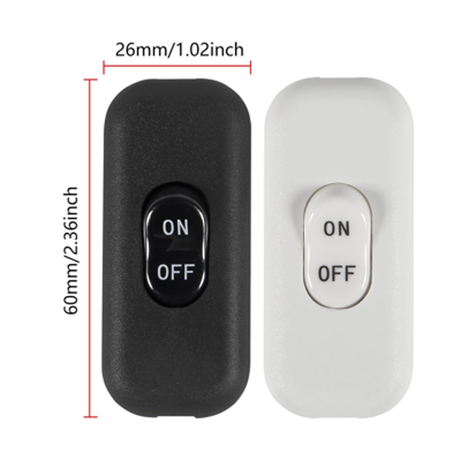 4 Pack Inline Cord Switches AC 250V 6A On Off Lamp Switch Plastic Handle For