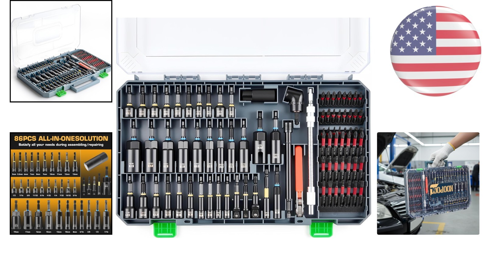 Complete 86-Piece Magnetic Driver Bit Set with Universal Sockets and Adapters