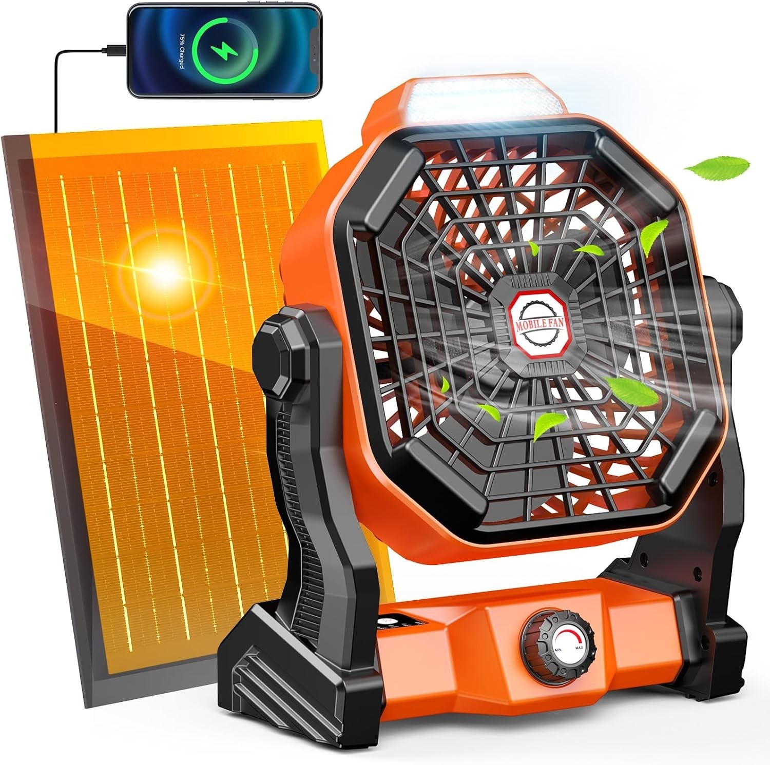8-Inch Portable Solar Camping Fan & LED Lantern