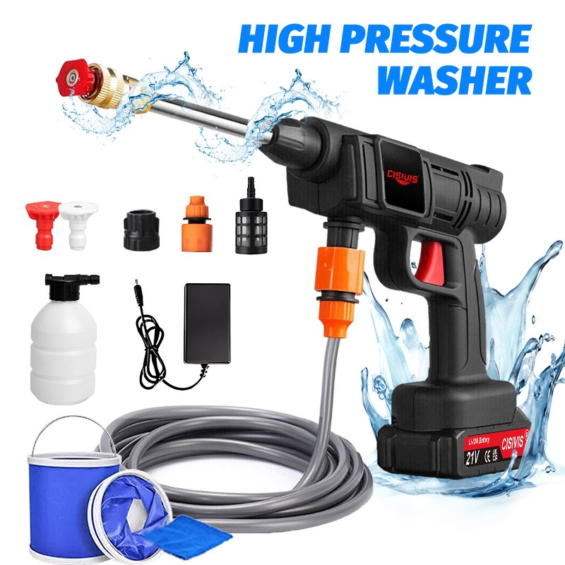 Cordless High Pressure Car Washing Gun Pressure Washer Gun with 2 Nozzle CISIVIS