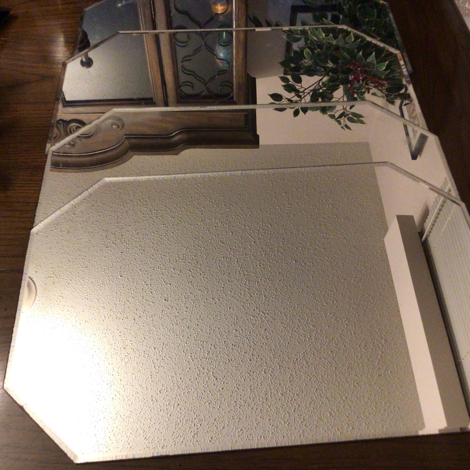 Vintage Mirrored Placemats.Octagon with Beveled Edges. 5 Placemats. Estate Sale.
