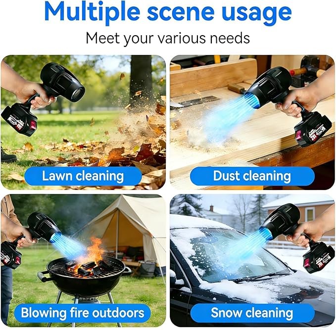 Powerful Electric Cordless Leaf Blower with 2 Batteries + Charger, 500,000 RPM