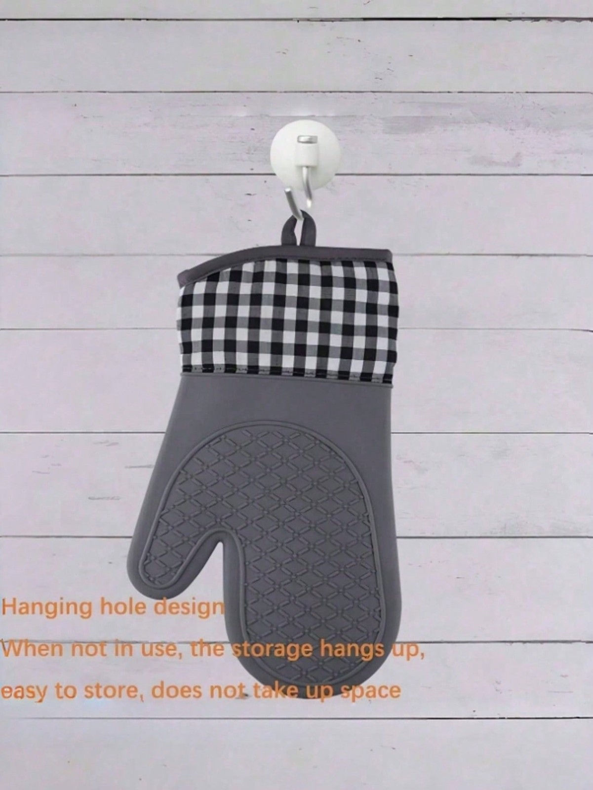 Grey Silicone Oven Mitt Heat Resistant One Size 1PC