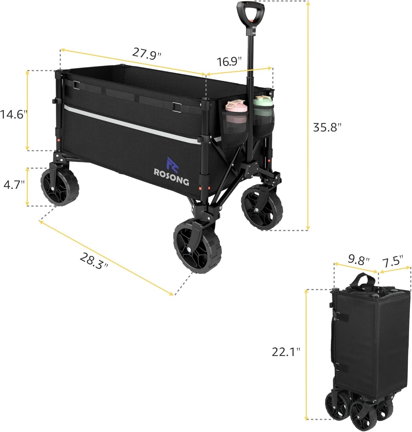 Compact Heavy-Duty Foldable Wagon with Ergonomic Handle – Perfect for Outdoors