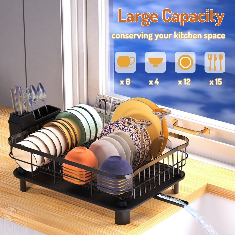Dish Drying Rack Dish Drainer for Kitchen Counter, Large Dish Rack