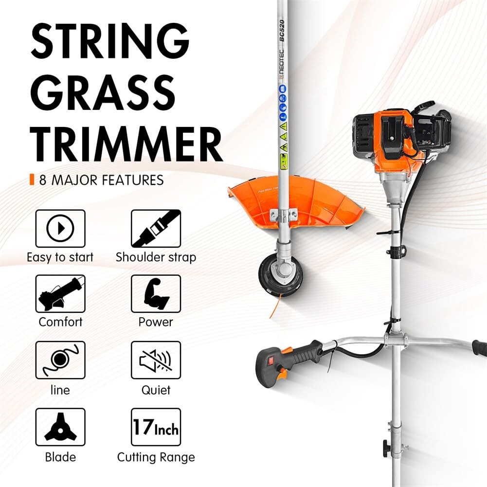 52cc 2-Cycle Gas Grass String Trimmer Gas Weed Eater Lawn Mower Orange Upgraded