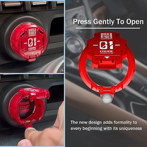 ???????? | Metal Mecha Push Start Button Cover, Car Press-A1-Red-Wordl