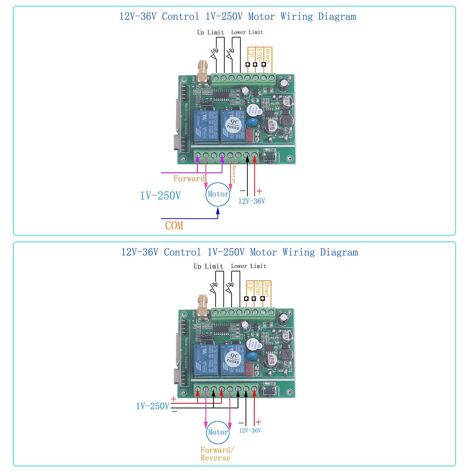 12V 24V 36V 2CH Universal Garage Door Remote Switch 433Mhz 2X Control 433MHz
