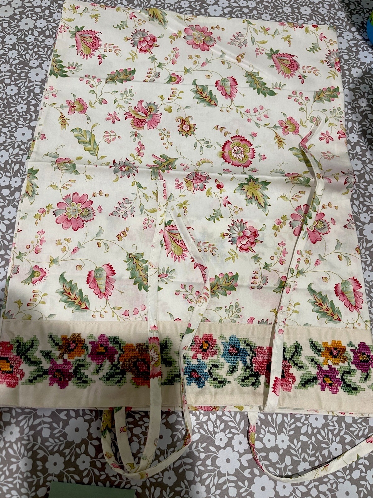 KENZO France NWT (1pc) Boudoir Sham 100% Percale Print Ties Embroidery ONE SHAM