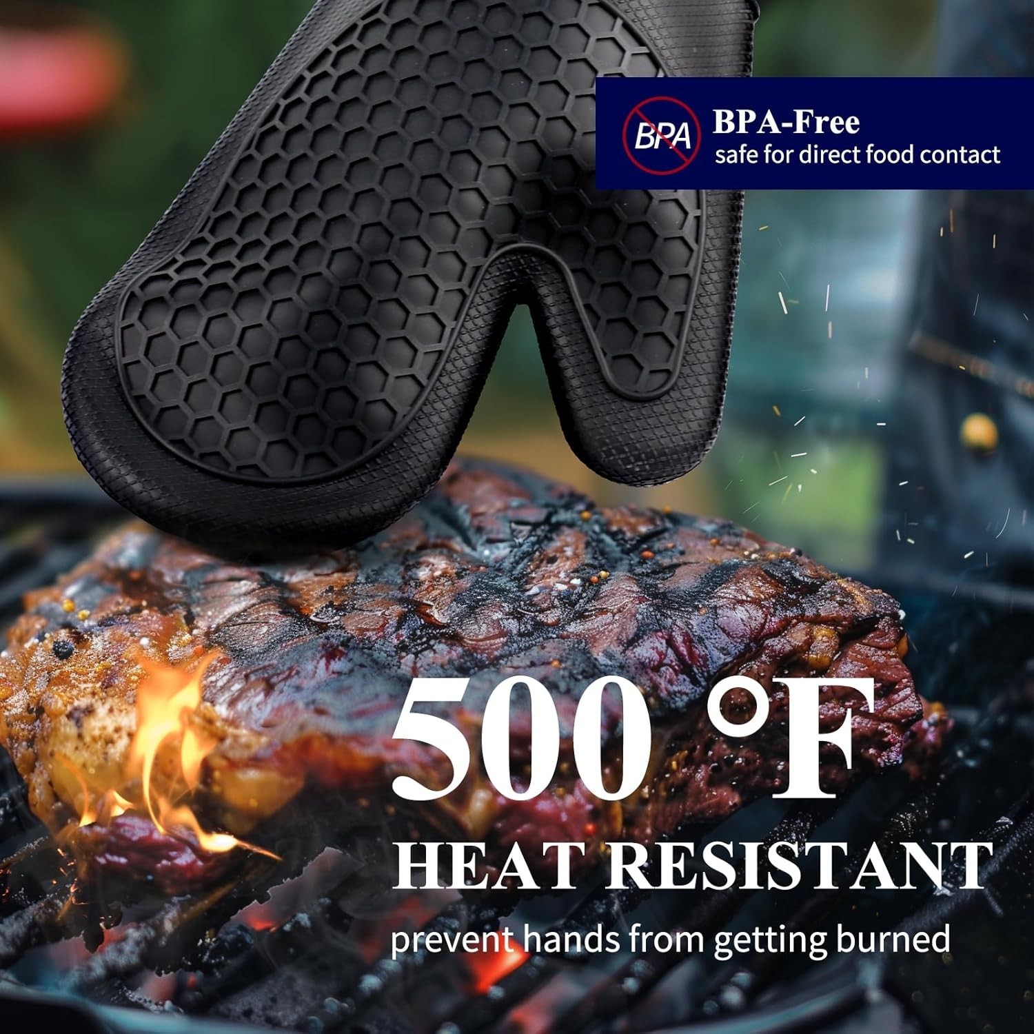 Silicone Oven Mitts Set of 2 – Heat Resistant, Non-Slip & Easy to Clean