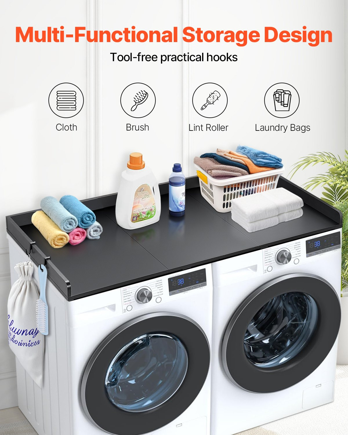 VEVOR Washer Dryer Countertop with 3 Splicing Panels, 54″ x 27″ Wooden Washer an
