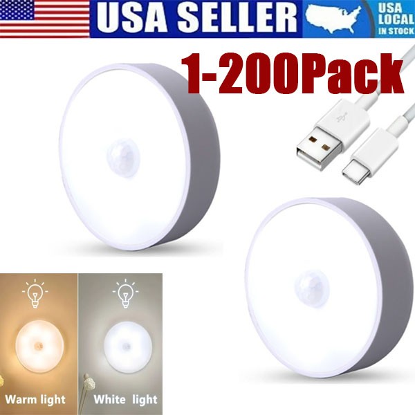Rechargeable LED Motion Sensor Under Cabinet Closet Light USBCharge Kitchen Lamp