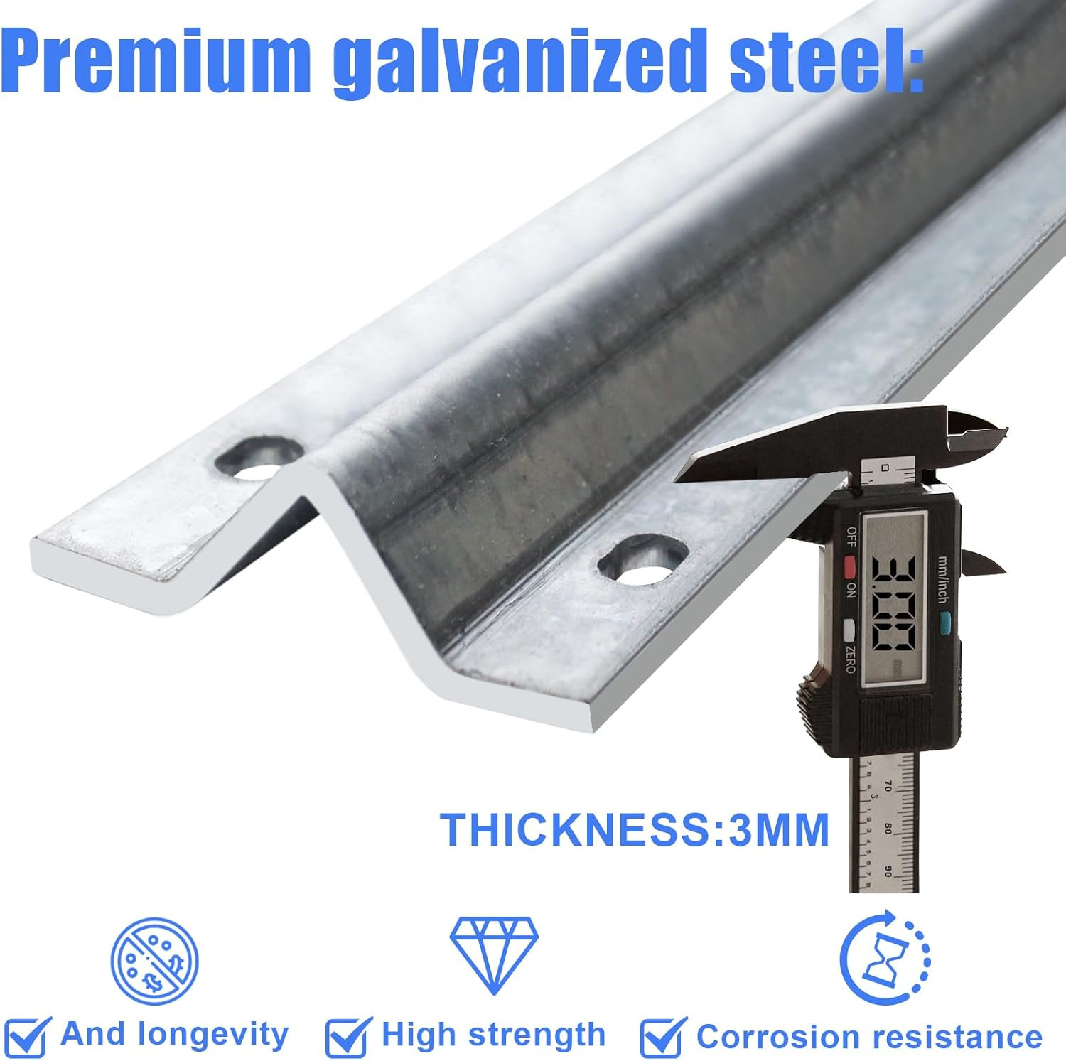 6Ft Heavy Duty Galvanized Sliding Gate Track Rail with Hardware Kit (4Pcs)