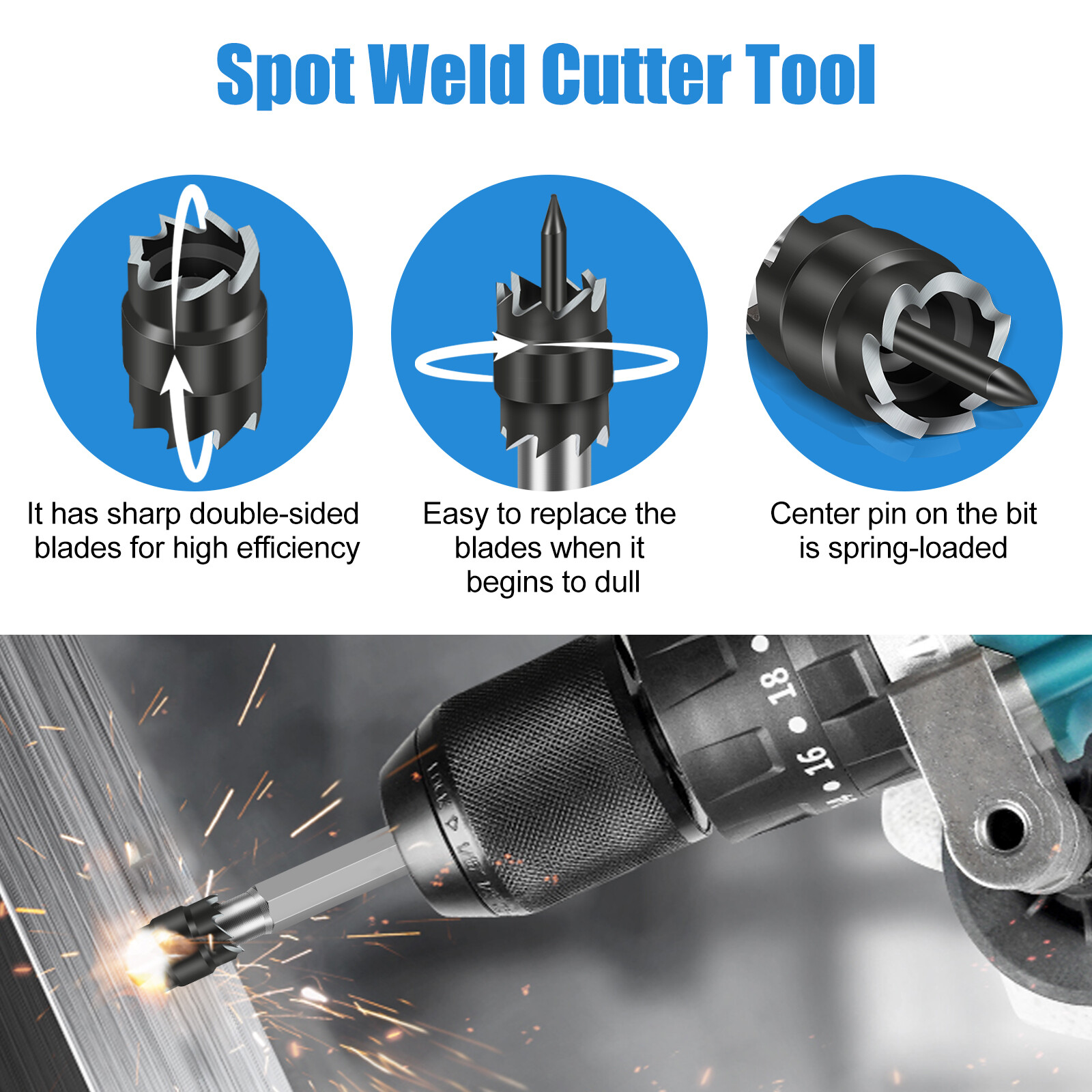 Double Sided 3/8-Inch Spot Weld Cutter Remover Drill Bit Welder Cut Rotary Kit
