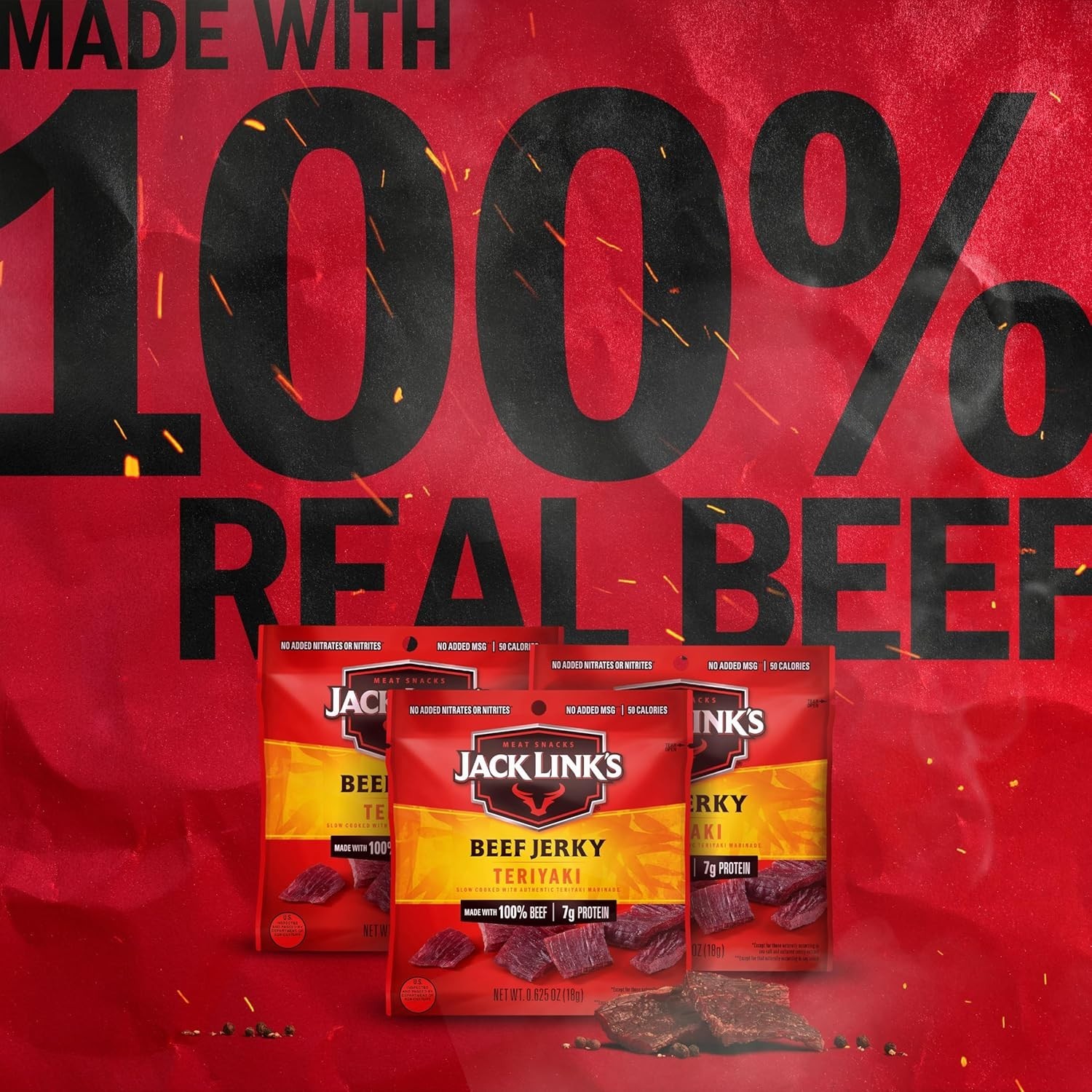 Jack Link’s Beef Jerky, Teriyaki, Multipack Bags – Flavorful Meat Snacks