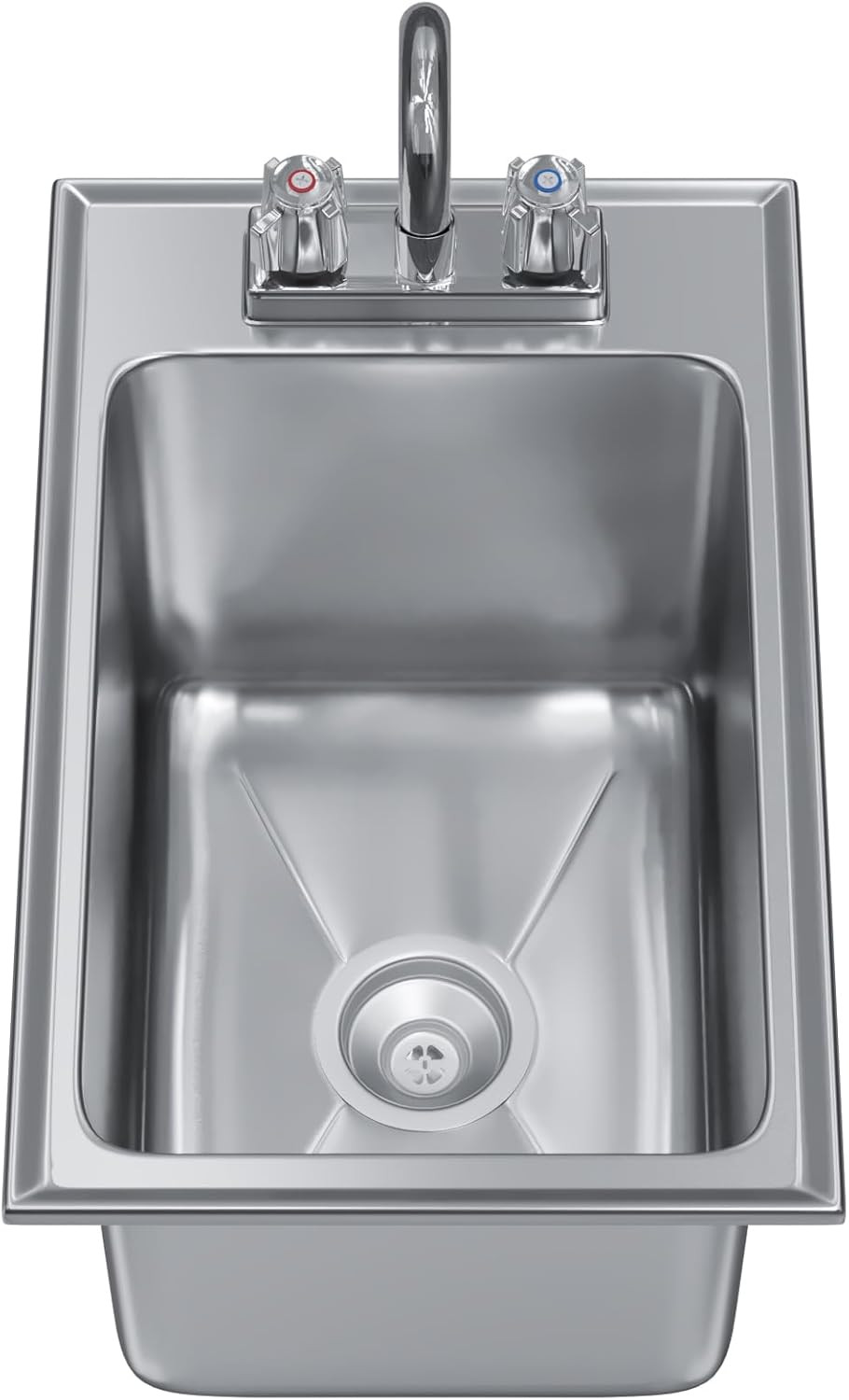 Stainless Steel 1 Compartment Drop-In Sink Bowl 10 In. X 14 In. X 10 In. with Fa