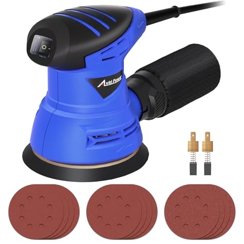 5” Random Orbital Sander Tool Palm Sander for Woodworking | Electric Blue
