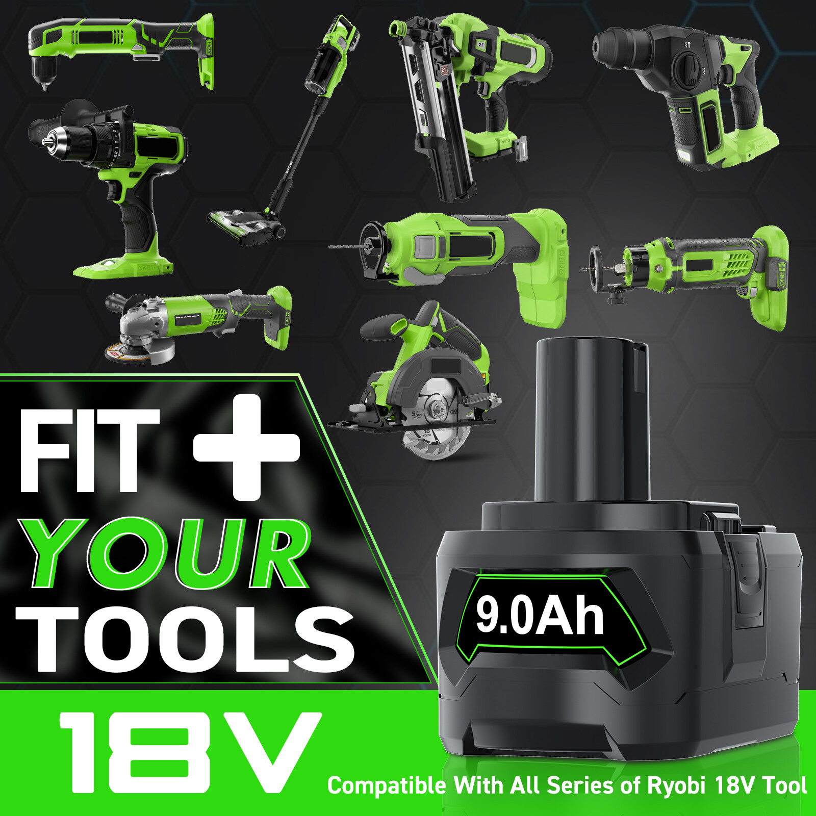 2Pcs 8.0Ah For RYOBI P108 18V One Plus High Capacity Battery 18 Volt Lithium-Ion