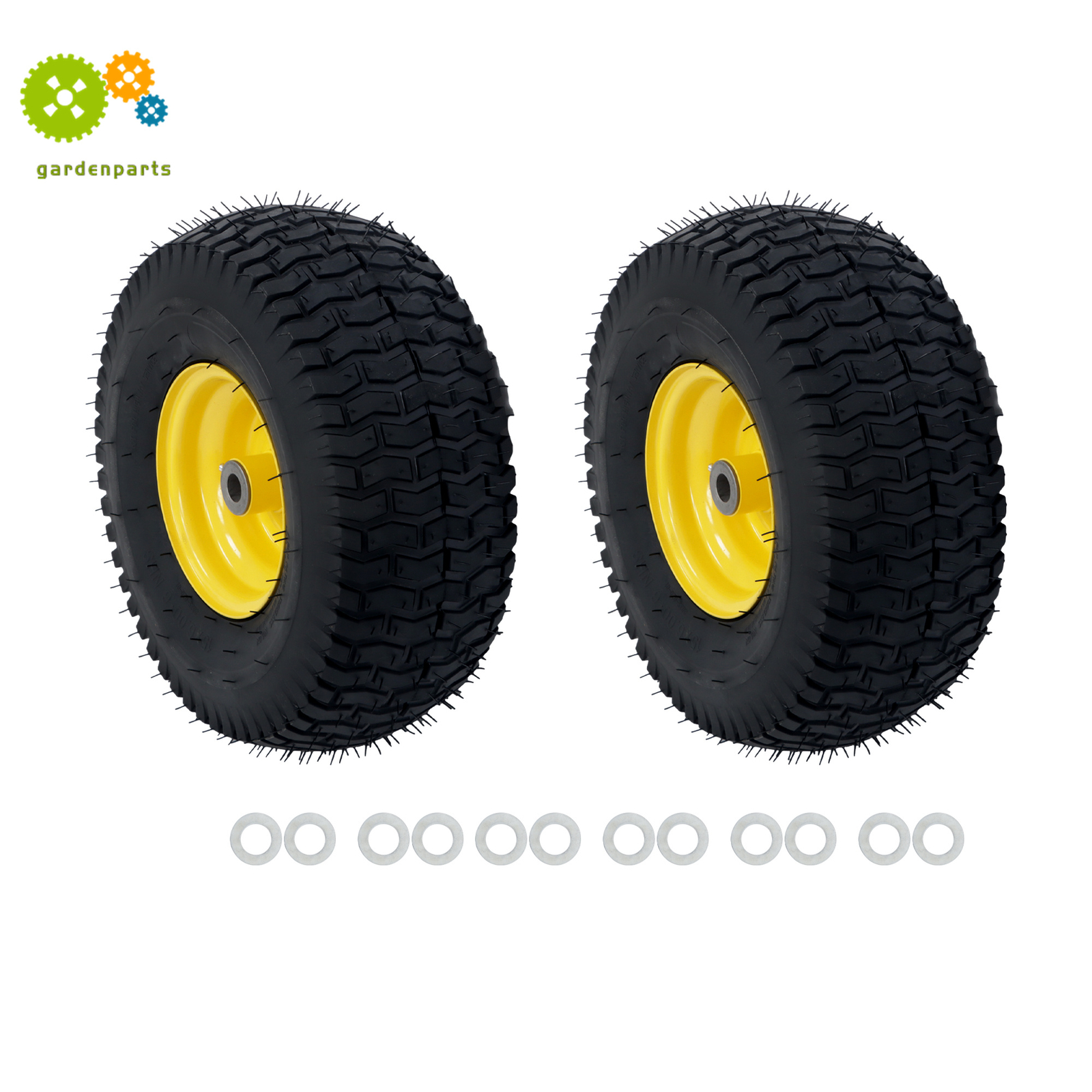 2-Pack 15×6.00-6 Lawn Mower Tire And Wheel – 3/4″ Axle, 3″ Hub Inflated Tires