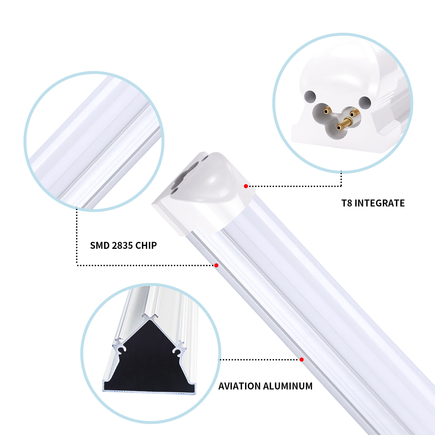 8ft Linkable Led Shop Light Fixture, T8 Integrated 8 Foot Led Tube Light Bulbs