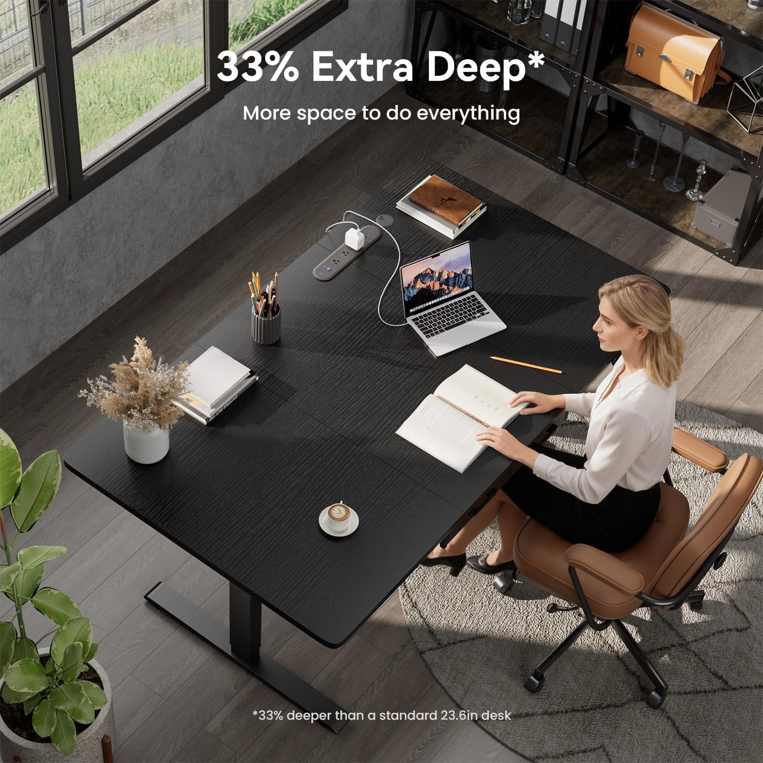 Electric Standing Desk with Drawers , Stand Up Desk with Outlet, Adjustable Desk