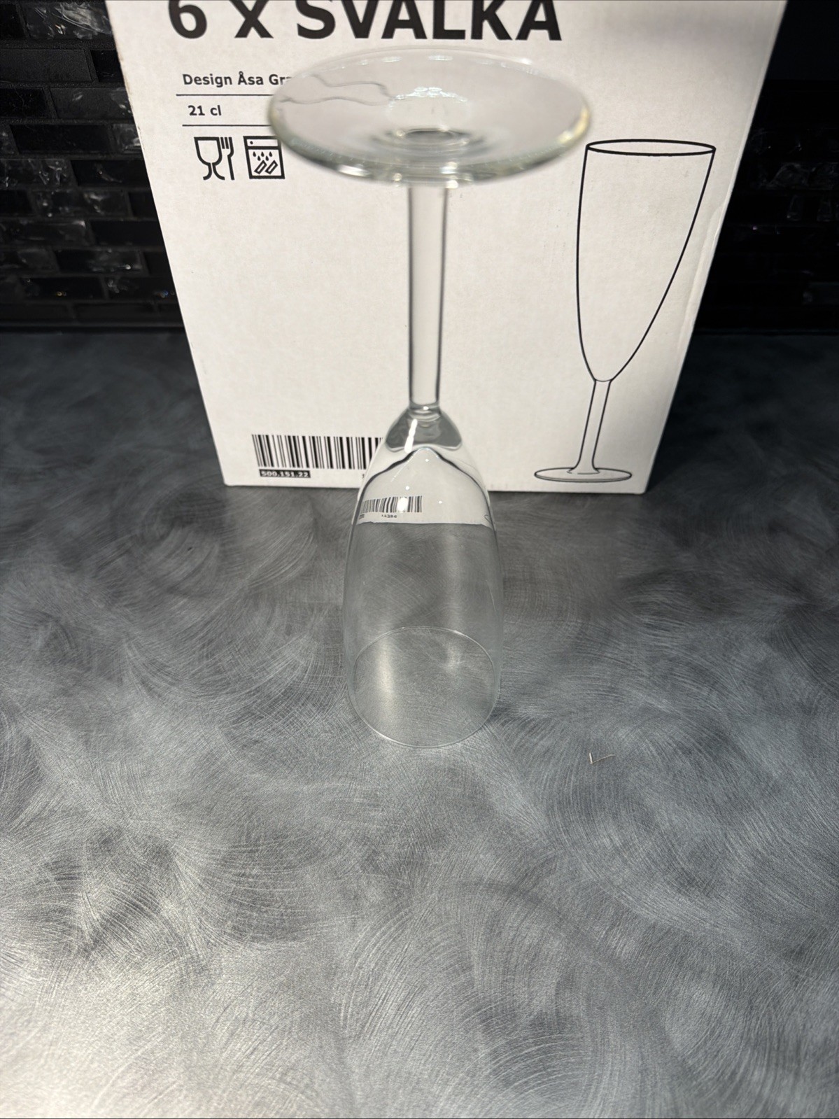 IKEA Swedish Champagne Flute Clear Glass 6 pack 500.151.22 Tall Slender Åsa Gray