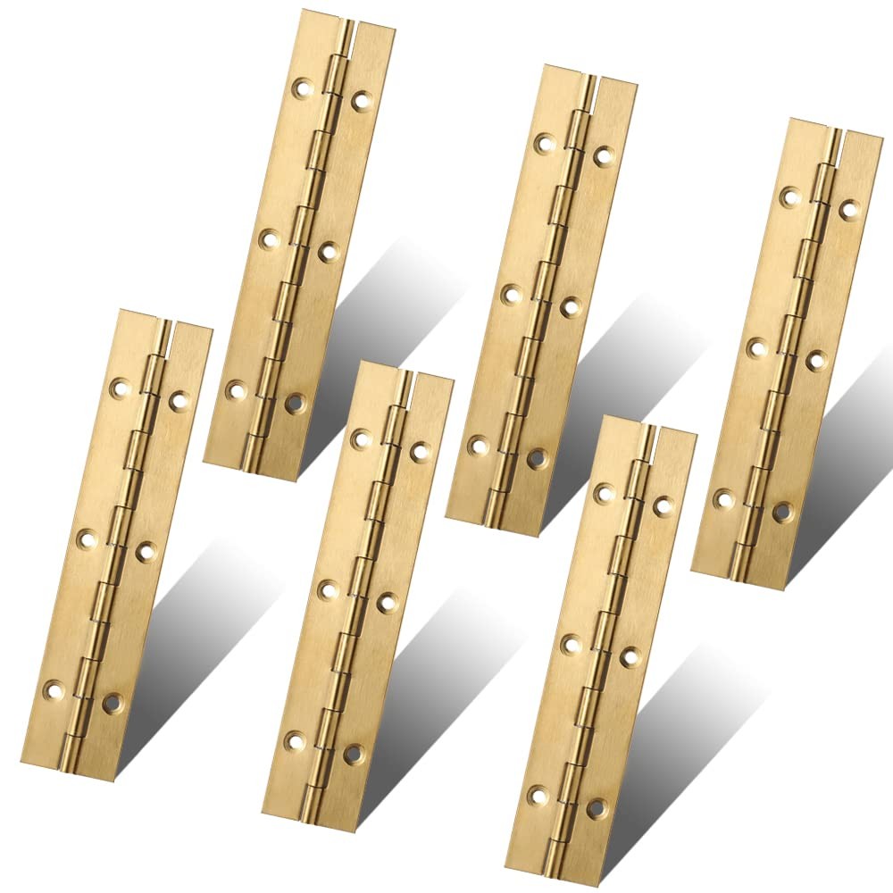 Gold Stainless Steel Piano Continuous Hinges 0.04 Thick 6×1.2 Inch 6 PCS