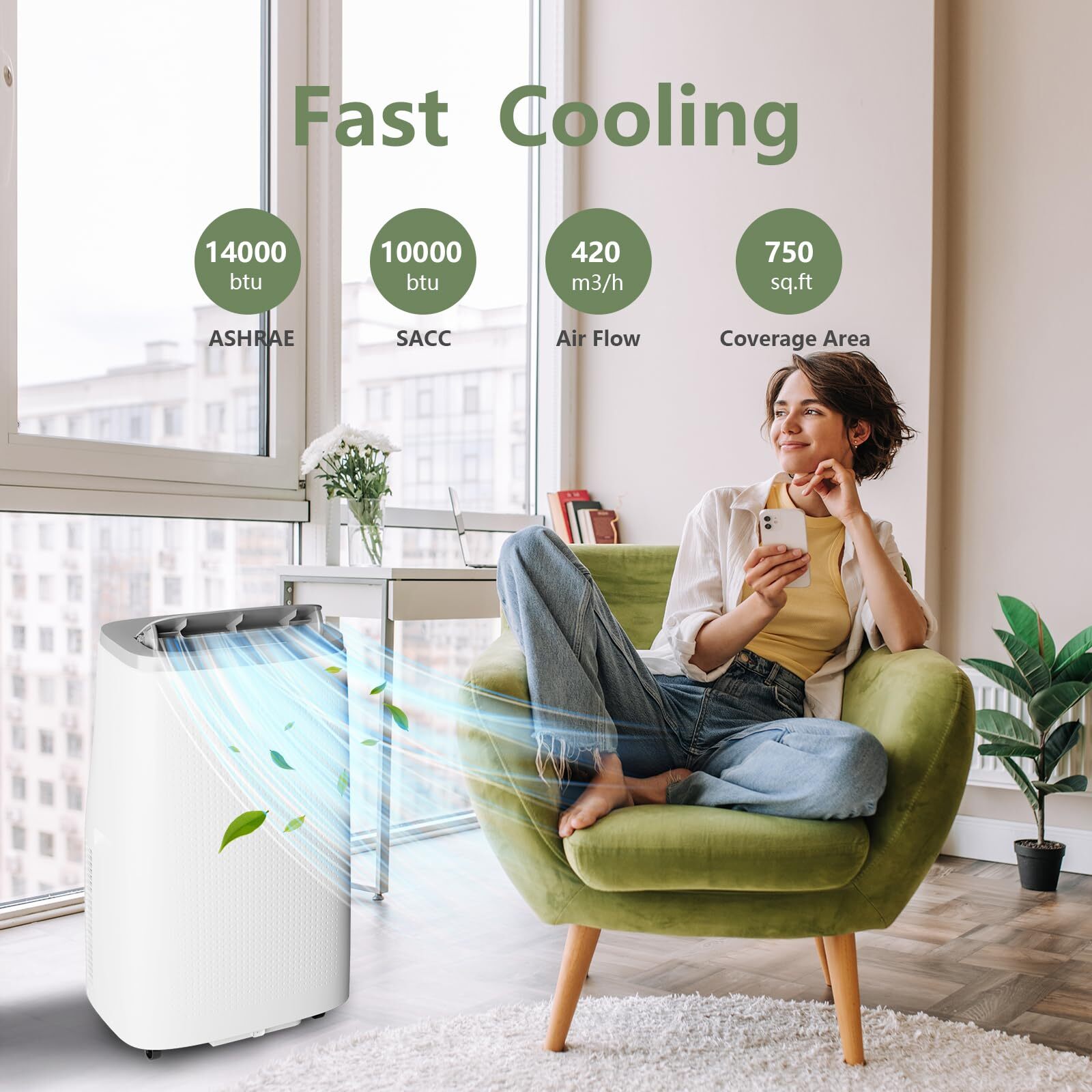 ✔️14000 BTUS Portable Air Conditioners Cool up to 750 Sq Ft Window Kit 24H Timer