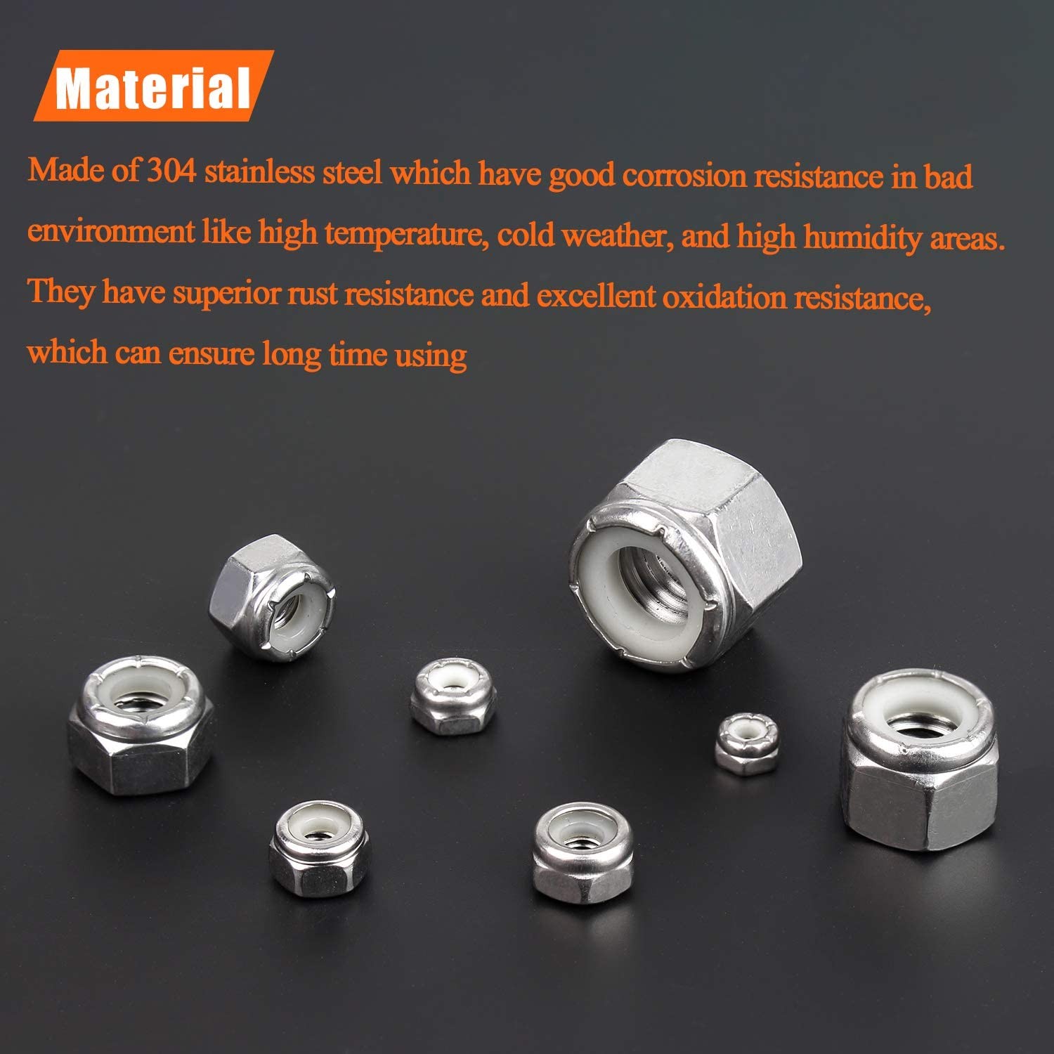 HELIFOUNER 25 Pieces 1/4″-20 Nylon Insert Hex Lock (25 pcs), Silver