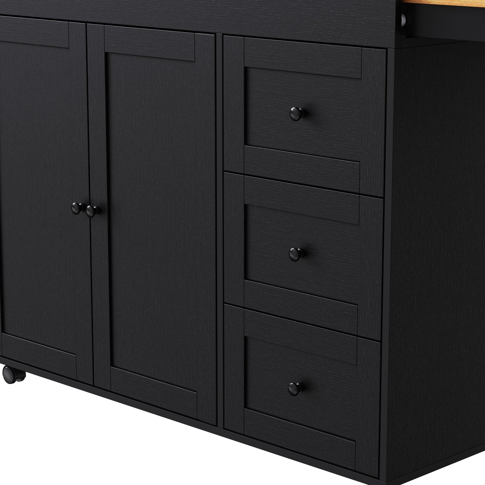 74.8 Inch Kitchen Island with Extendable Dining Table Rolling Storage Cart Power