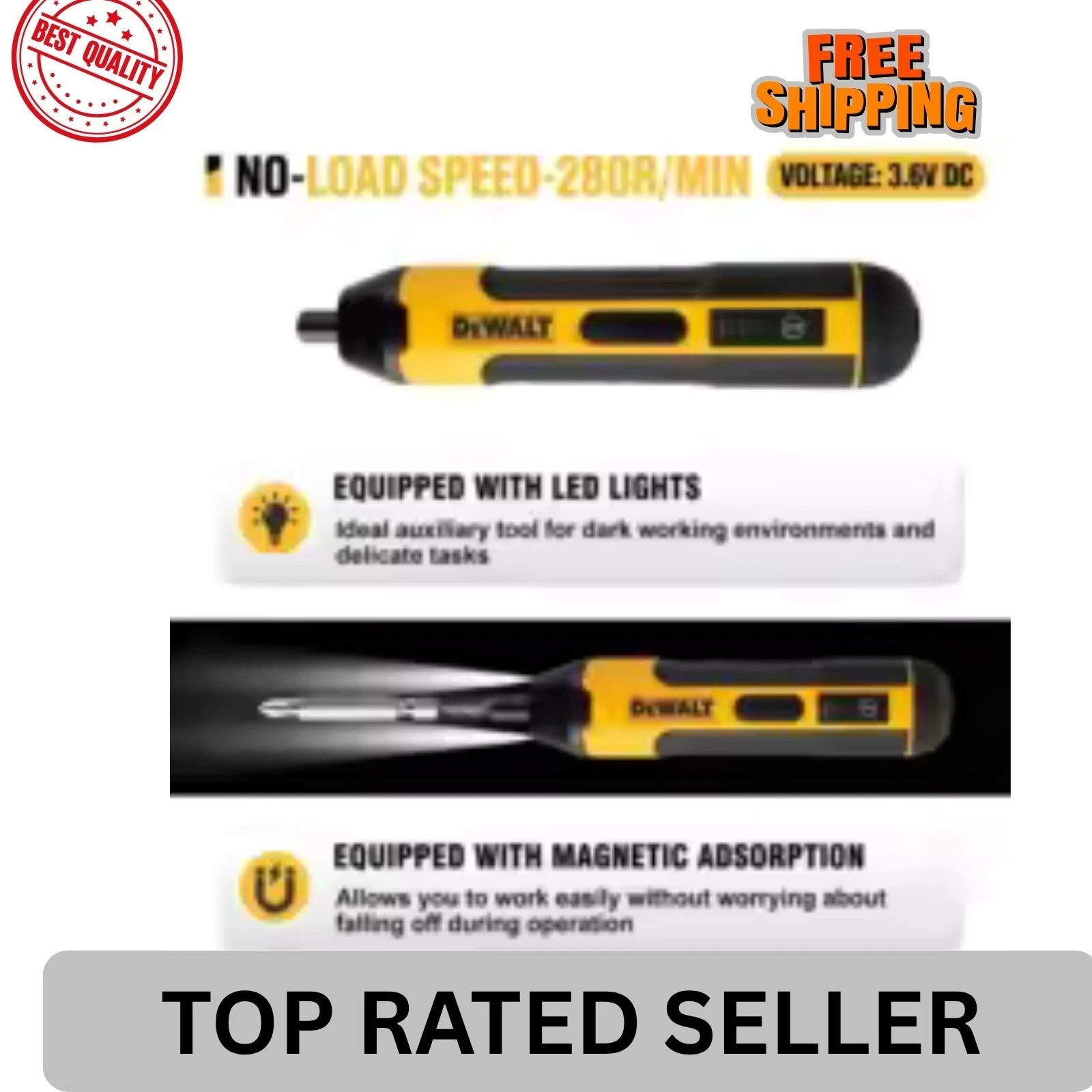 New DEWALT Cordless Electric Screwdriver 1300mAh USB Rechargeable Free Shipping