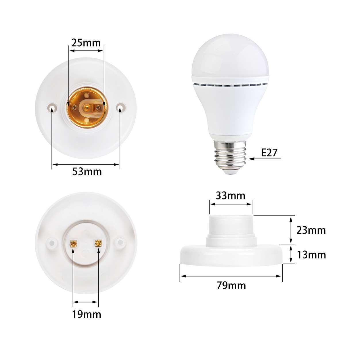 5/10/20PCS E27 Light Bulb Pendant Lamp Round Fixing Base Holder Screw Cap Socket