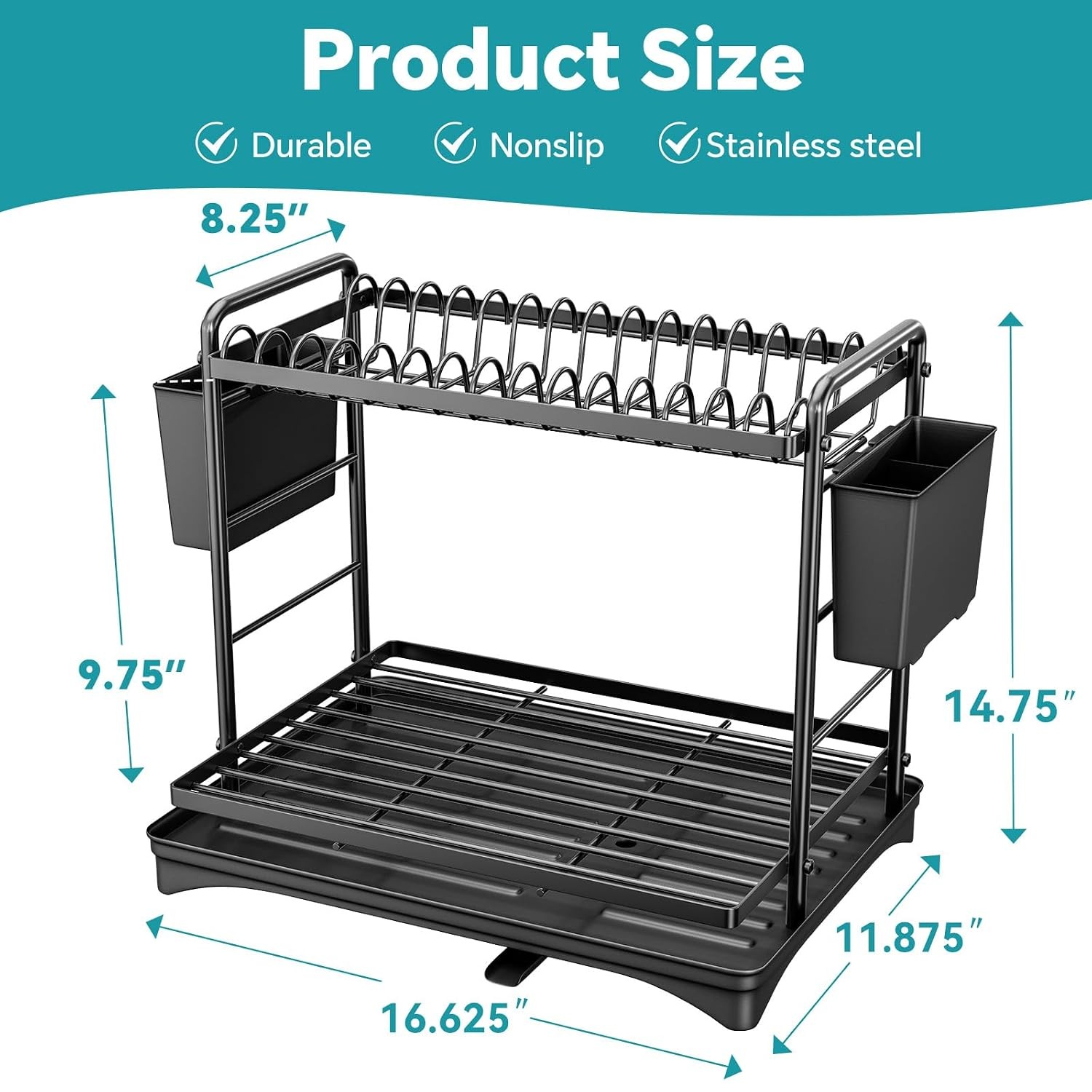 Simple Trending Dish Rack, Dish Drying Rack 2 Tier, Stainless Steel Dish Drainer