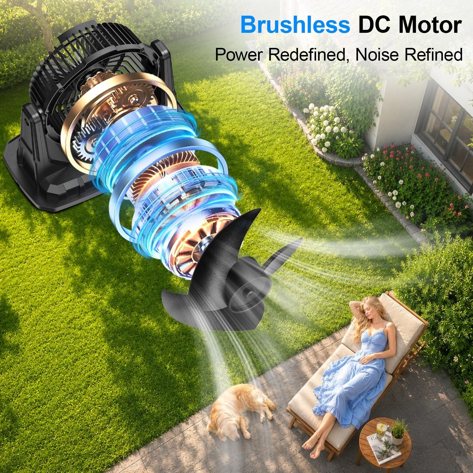 Ausic 1.35 Gal Portable Misting Fan, Outdoor Fans for Patios, [Max 30H] Recharge
